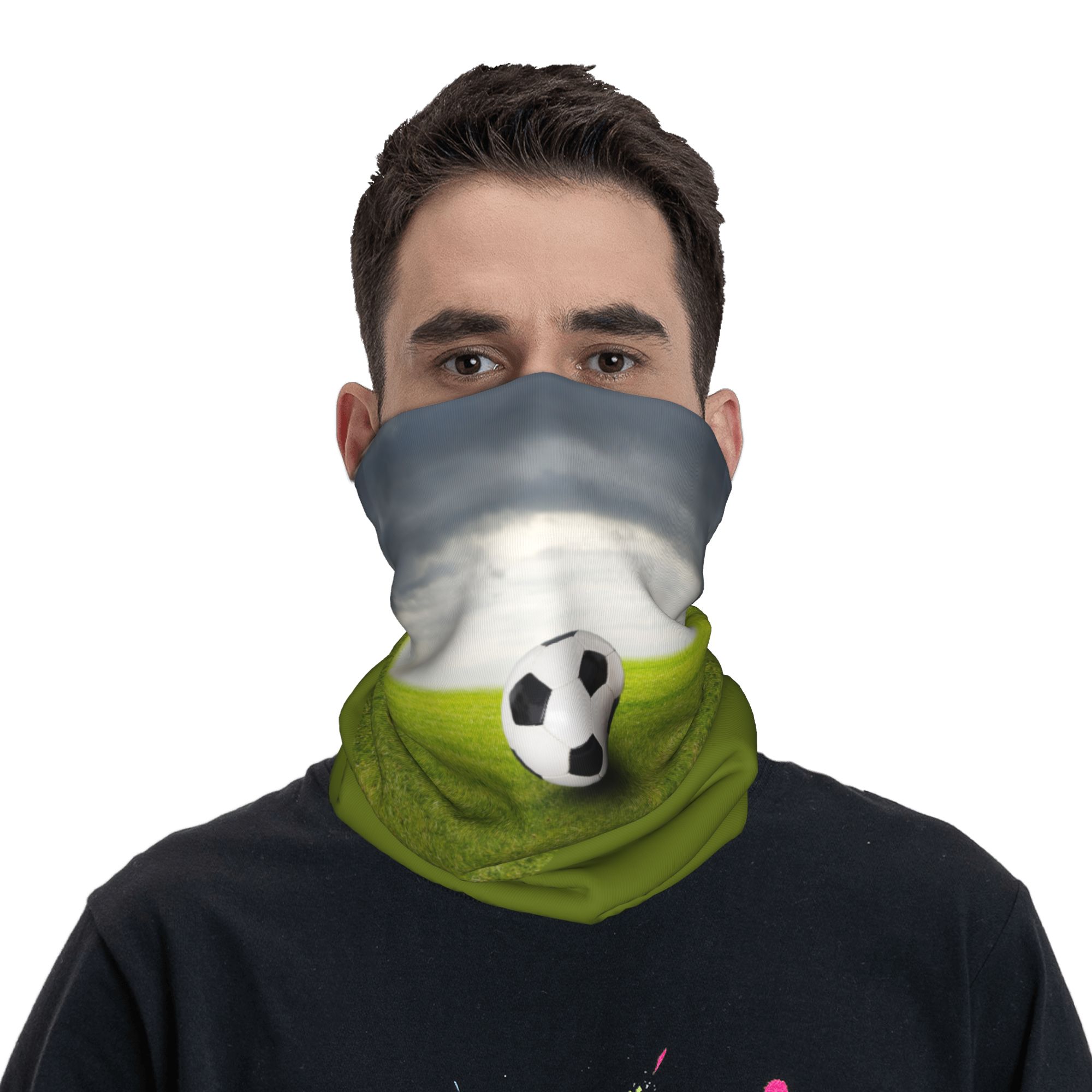 Custom Soccer Ball Lies On the - Neck Gaiter Face Cover 评论和价格